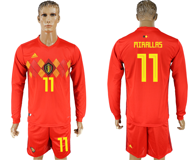 Maillot de foot BELGIUM LONG SLEEVE SUIT #11 MIRALLAS  2018 FIFA